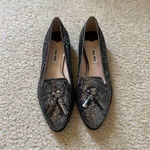 Miu Miu Glitter Accents Loafers